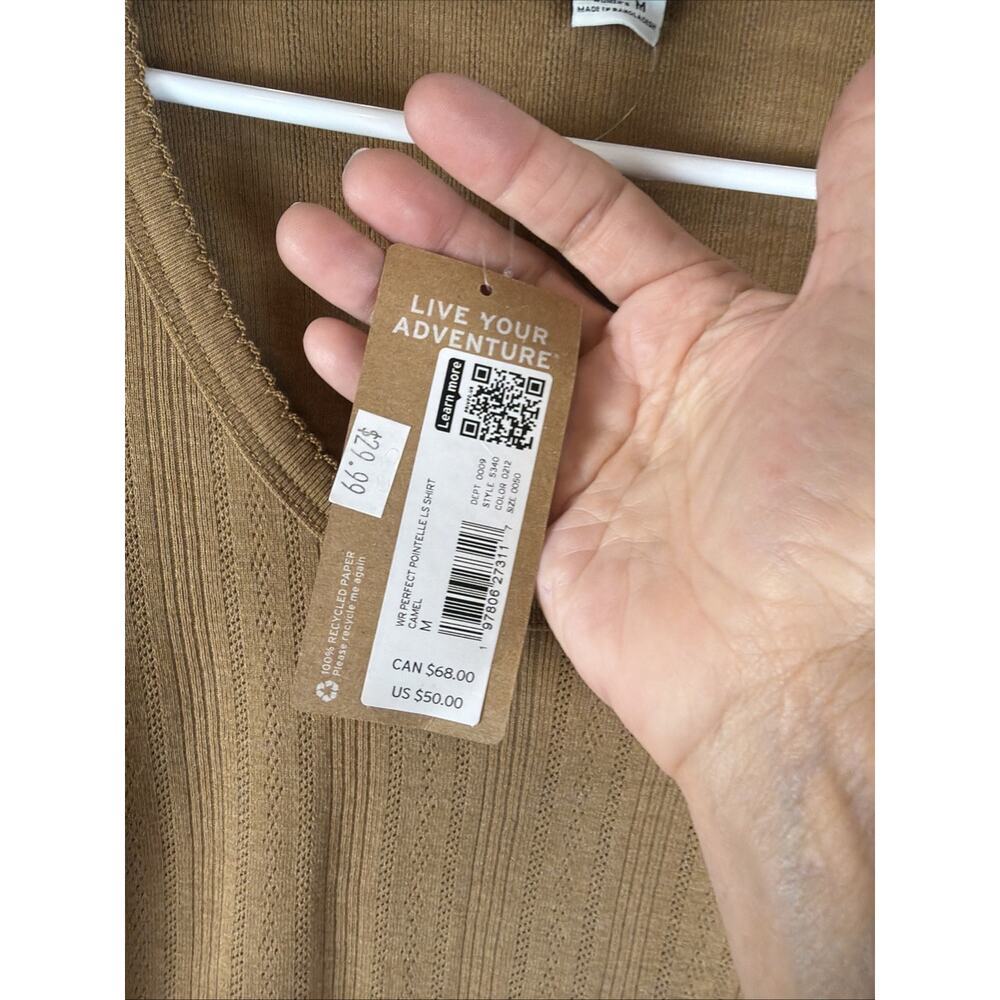 Eddie Bauer Perfect Pointelle Shirt Womens Sz M Brown Long Sleeve Scoop Neck NWT - Picture 5 of 8